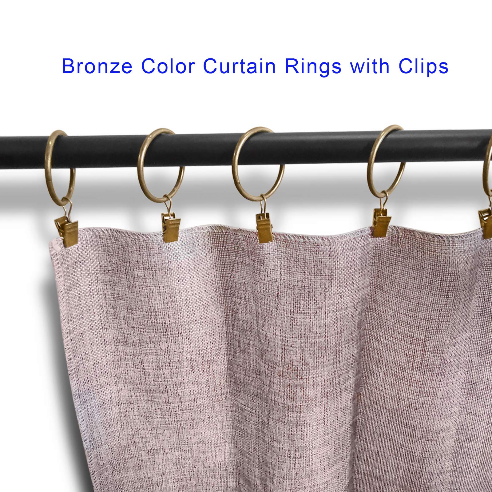 AMZSEVEN bronze curtain rings with clips, fits up to 1.2-inch rods for versatile use