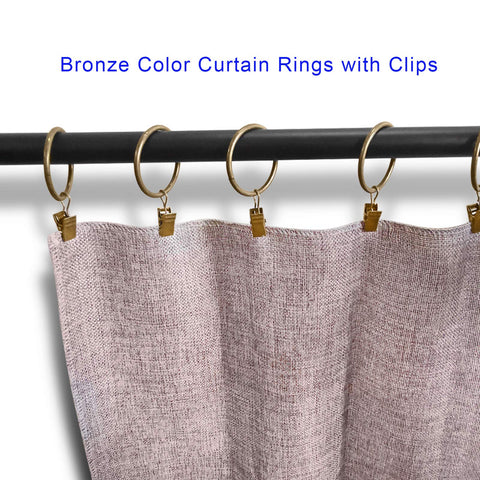 AMZSEVEN bronze curtain rings with clips, fits up to 1.2-inch rods for versatile use