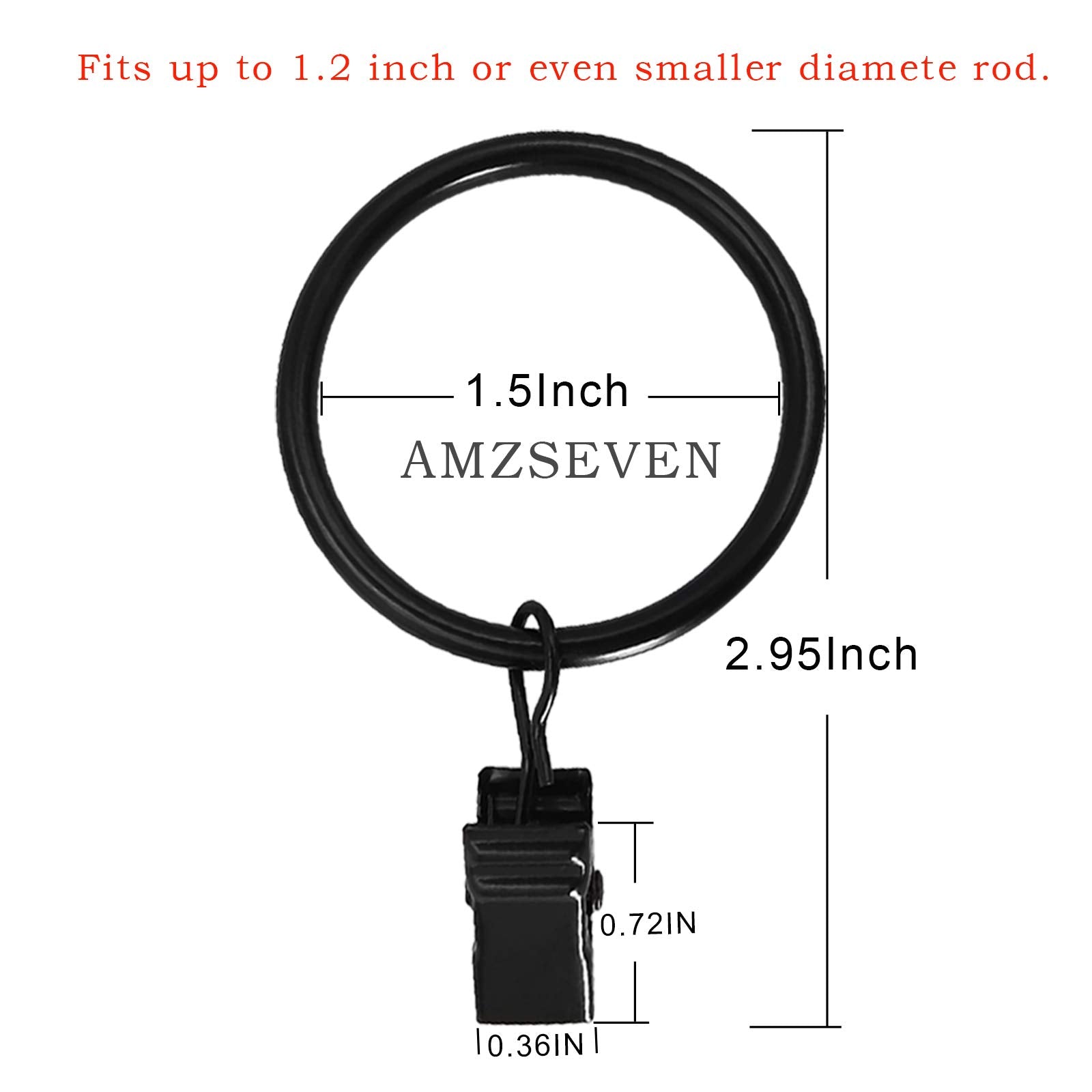 AMZSEVEN curtain rings with clips showing sturdy hardware for heavier draperies.