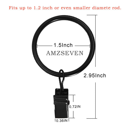 AMZSEVEN curtain rings with clips showing sturdy hardware for heavier draperies.