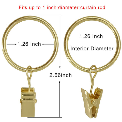 AMZSEVEN curtain rings with clips 1-26-inch diameter smooth glide