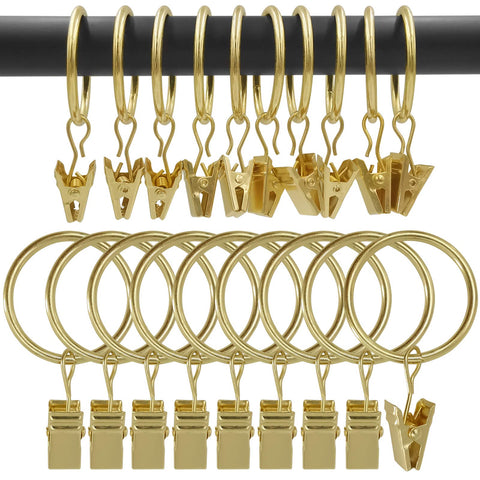 AMZSEVEN curtain rings with clips gold finish for easy window styling