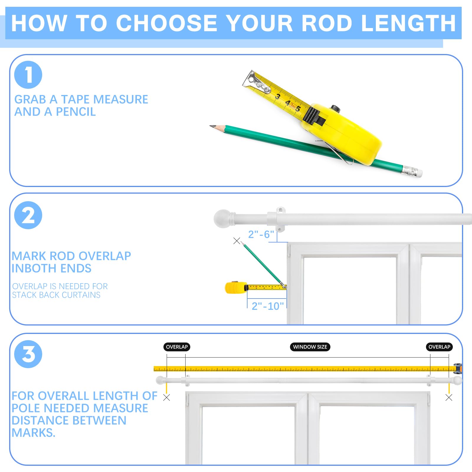AMZSEVEN curtain rod capacity up to 30 lb for lightweight to medium curtains