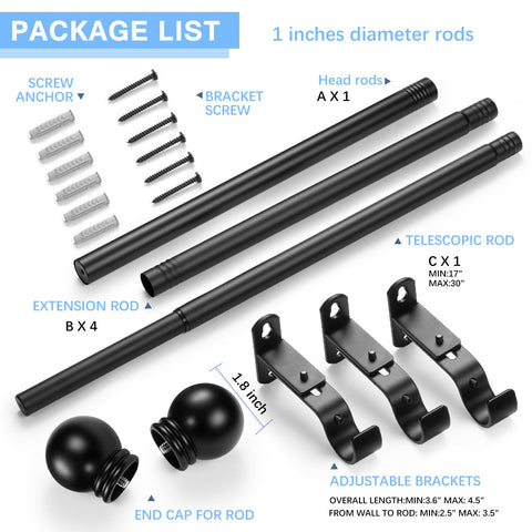 AMZSEVEN black round finials for a sleek finish