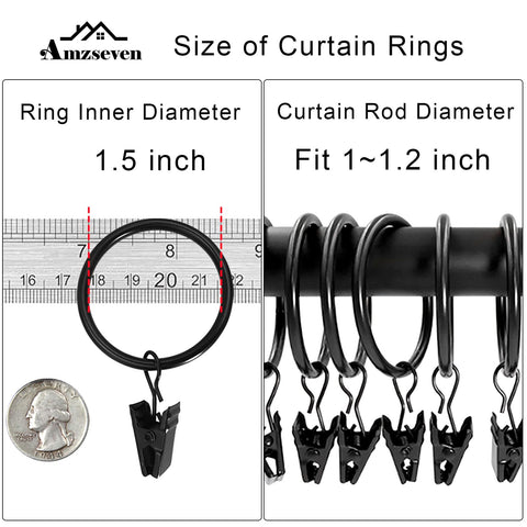 AMZSEVEN vintage black finish curtain rings add elegant window decor.