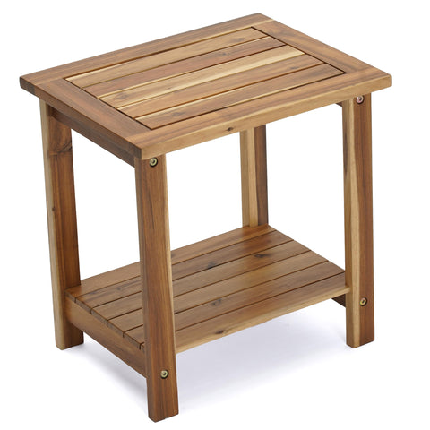 AN68 2-Tier Adirondack Side Table showing rich acacia grain for durable outdoor use.