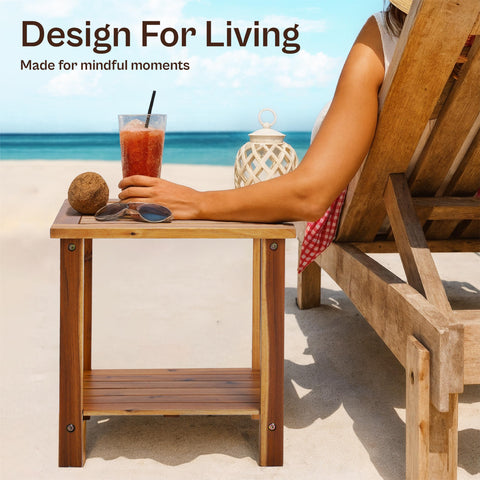 AN68 Rectangular two-tier table offers versatile drink and decor placement.