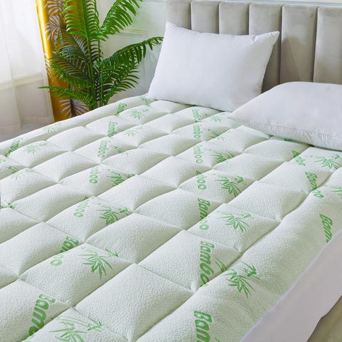ANALIN bamboo viscose-topper close-up shows breathable fabric for cooling comfort.