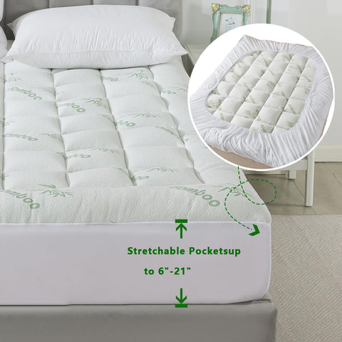 ANALIN mattress topper deep-pocket design locks in place for a secure fit.