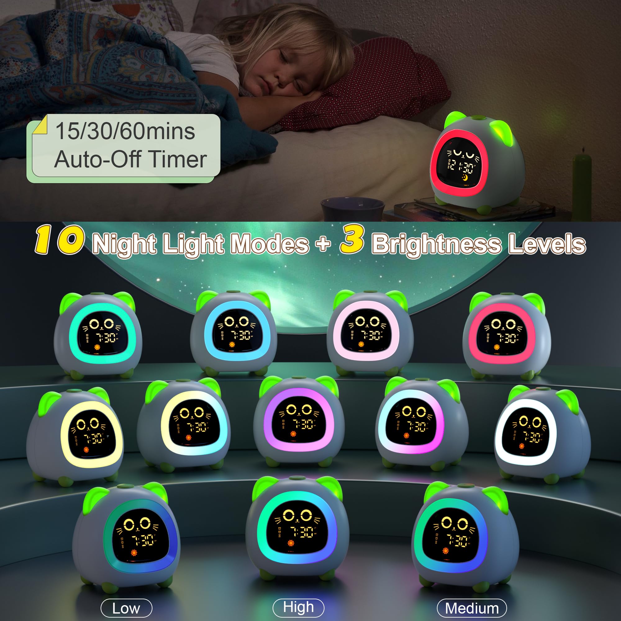 ANALOI dual alarm settings support weekday and weekend wake times.