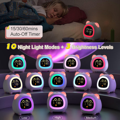 Analoi seven soothing sounds and ten-color night light create a cozy bedroom.