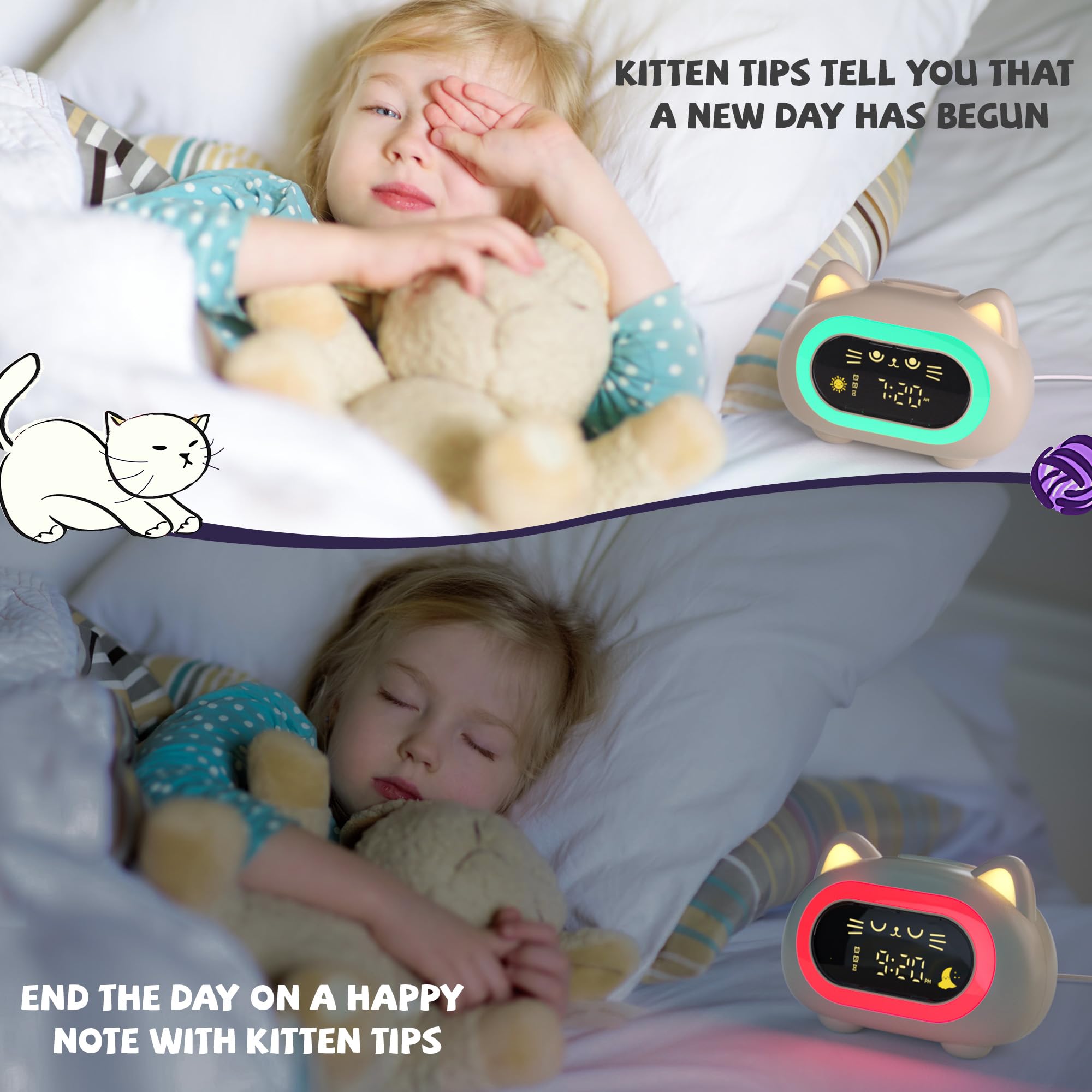 ANALOI cat-inspired alarm clock design adds playful charm to kids' rooms.