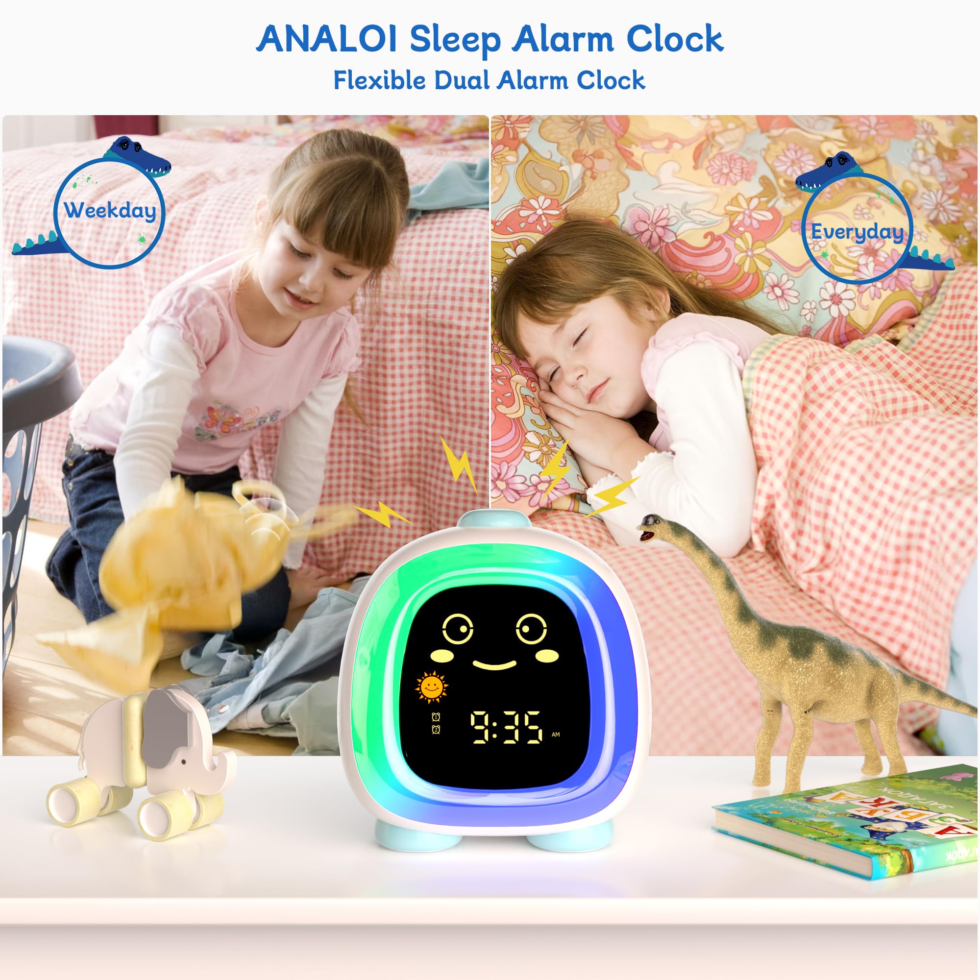 ANALOI auto shut-off fades lights and sounds for peaceful nights.