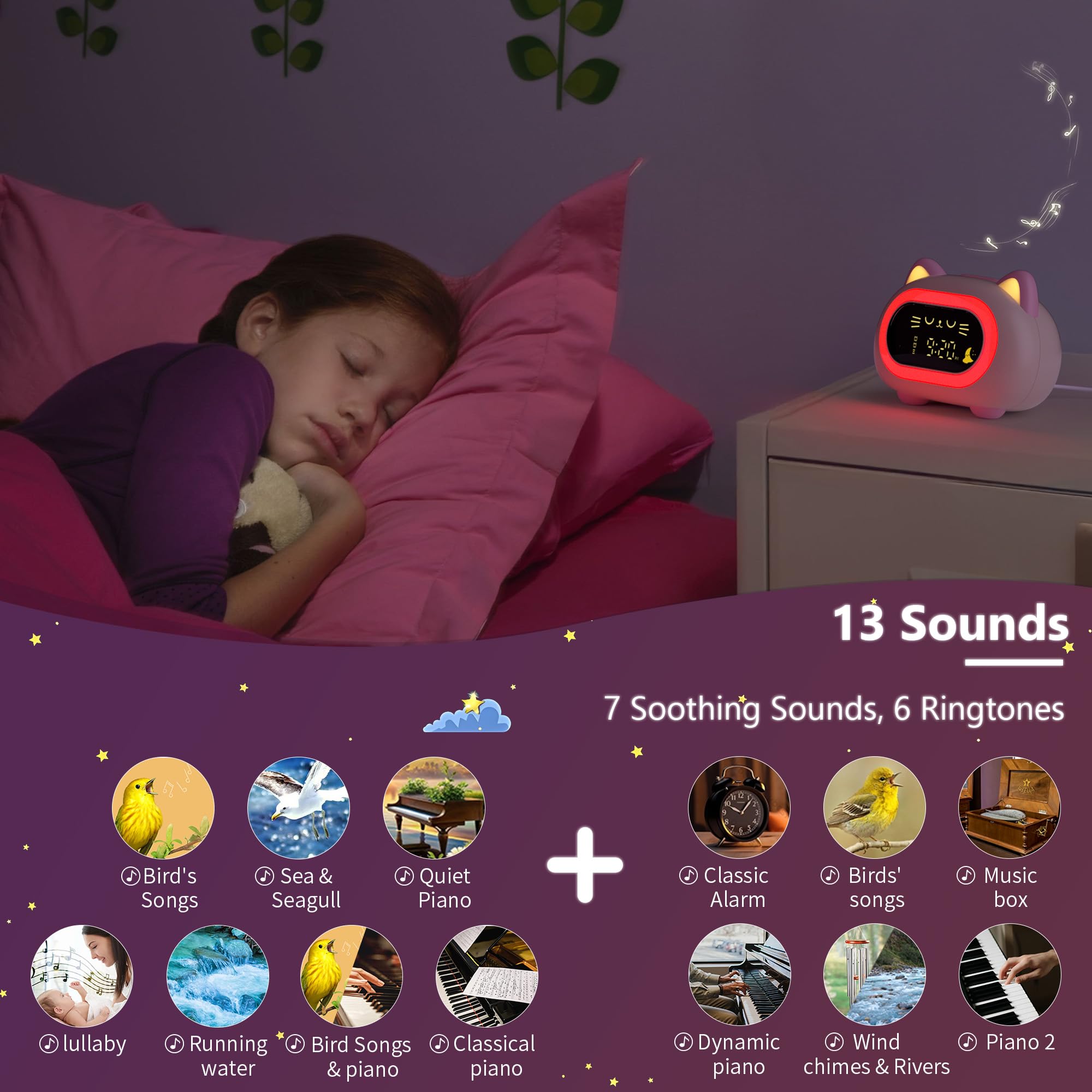 ANALOI cat-design alarm clock appealing to kids