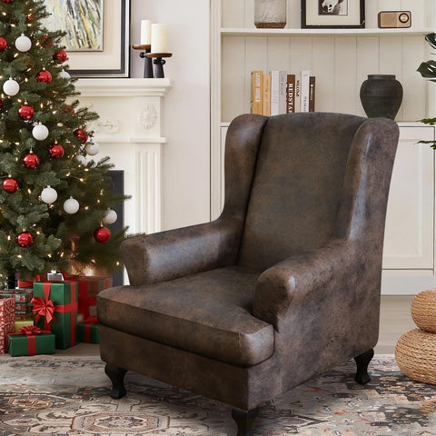 Brown 2 leather-like texture adds warm living room style