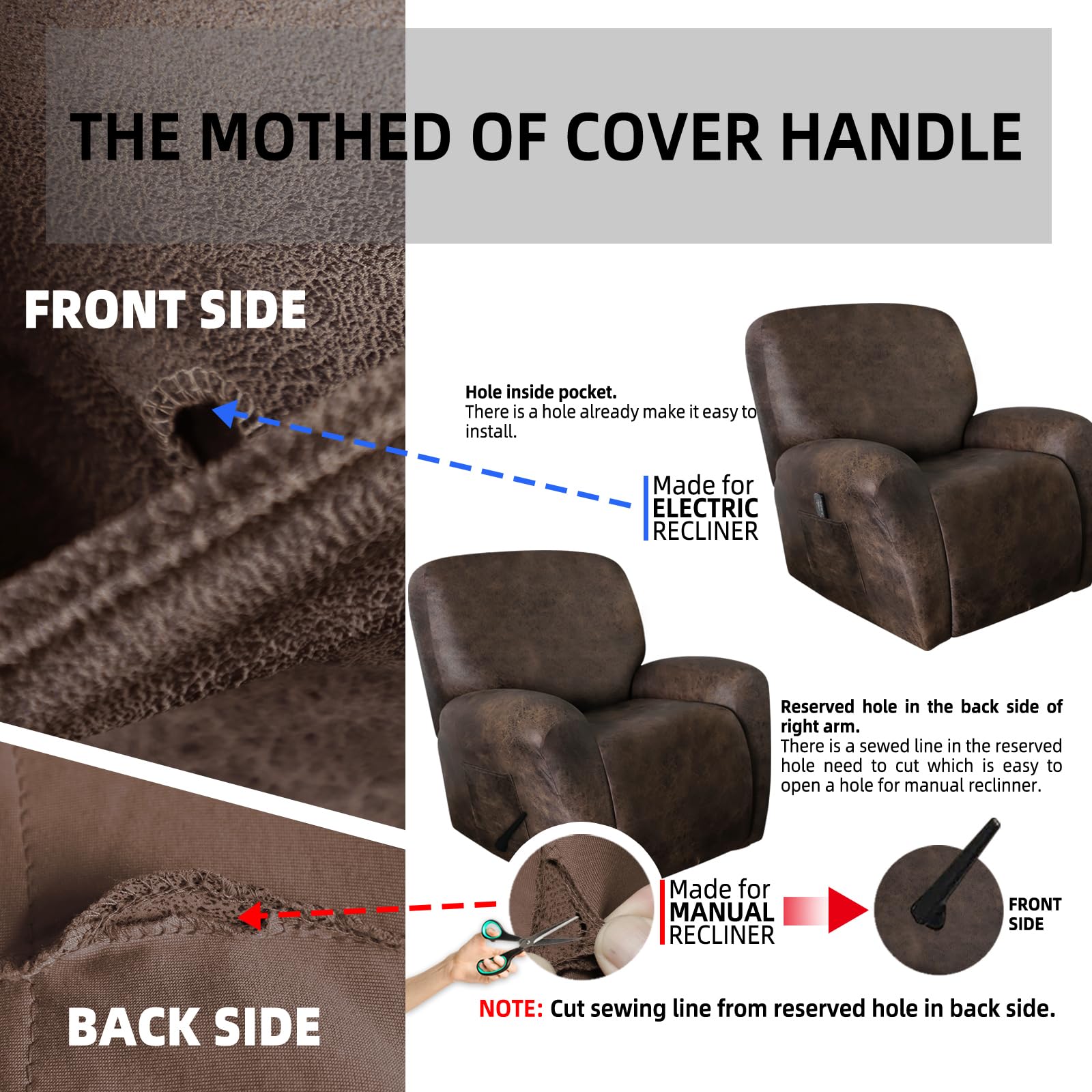 ANARACHON full chair view in dark brown leather-like cover.
