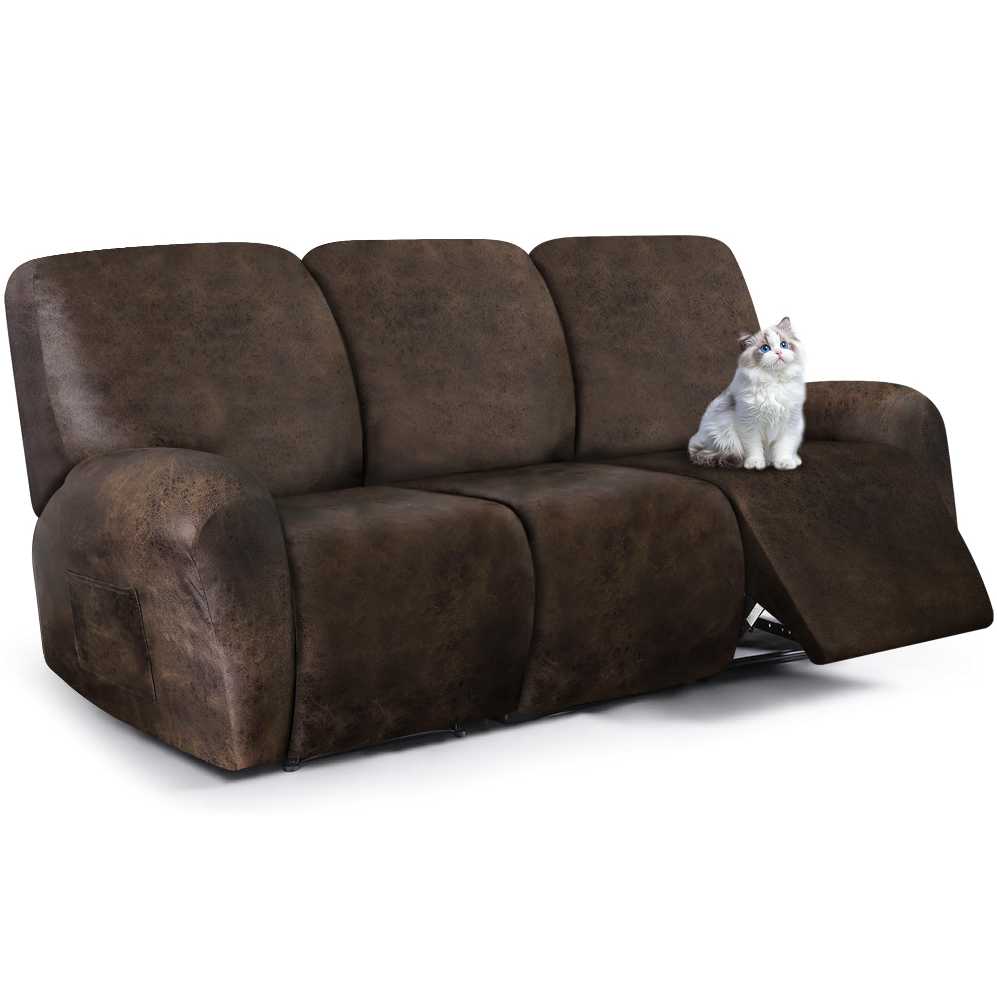 ANARACHON leather-look recliner cover front view on a 3-seater