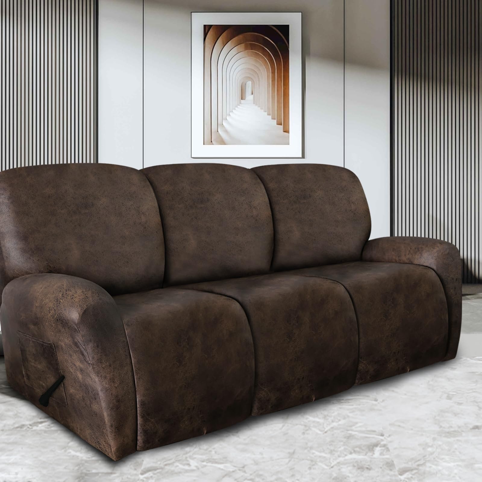 ANARACHON leather-look recliner cover footrest set shields against wear while remaining soft