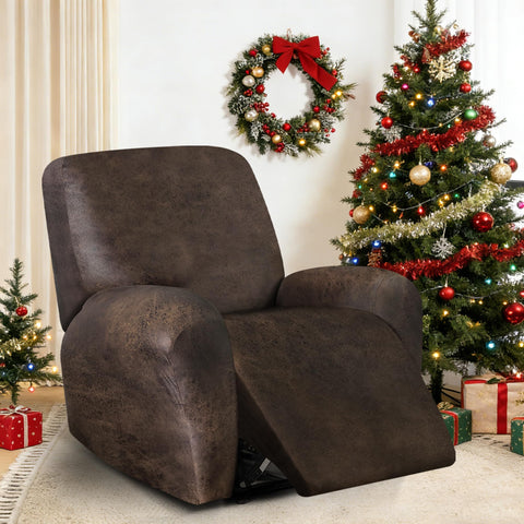 ANARACHON leather-look recliner cover footrest area demonstrates secure fit and spill protection.