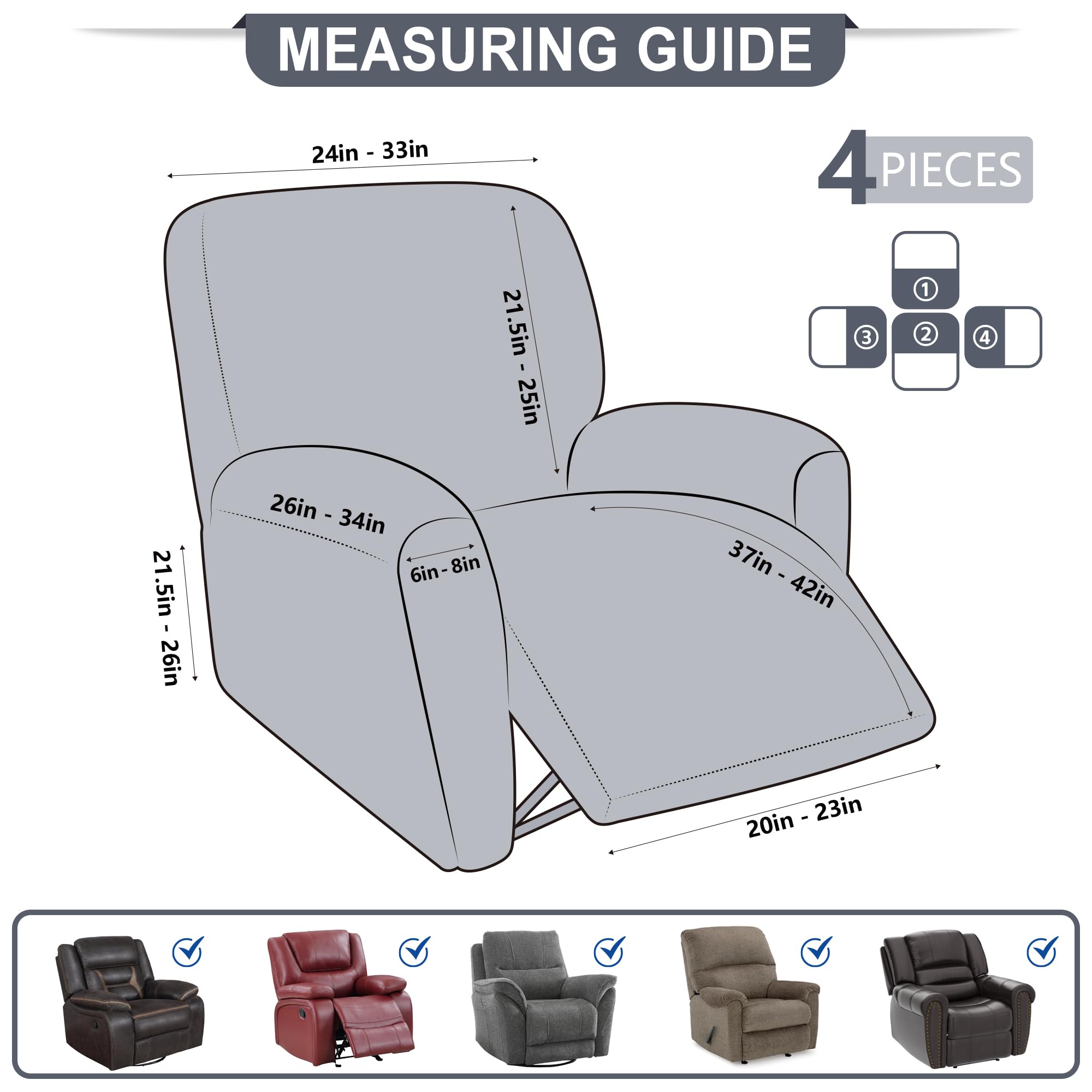 ANARACHON recliner cover left arm panel highlights secure fit and room enhancement.