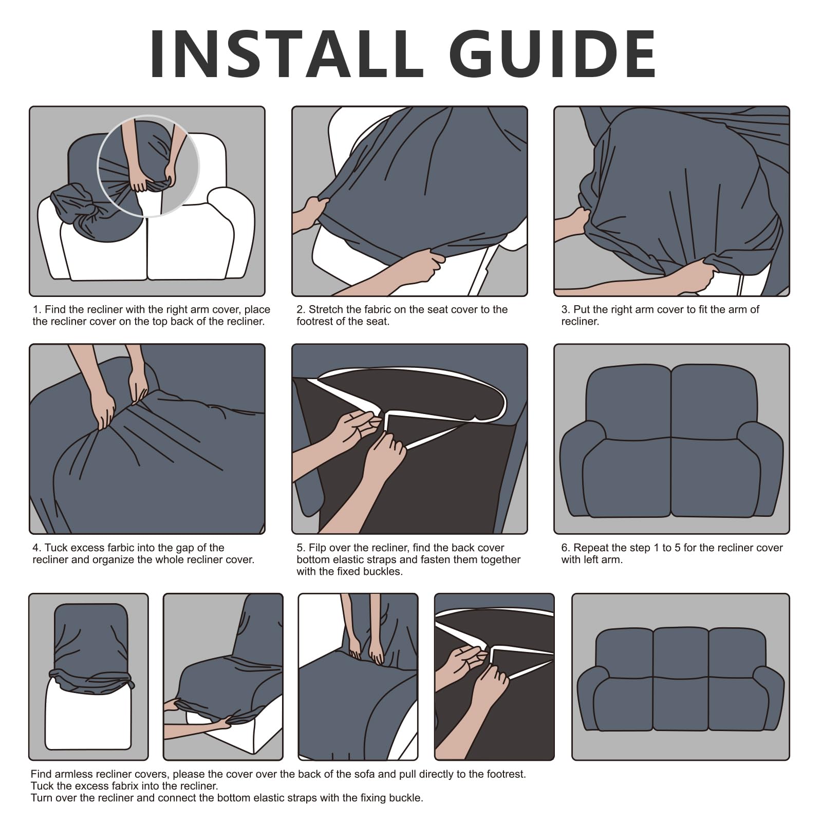 ANARACHON leather-look recliner cover on couch demonstrates quick styling and protection