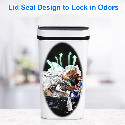 Anborry motion sensor trash can detects distance for quick waste toss.