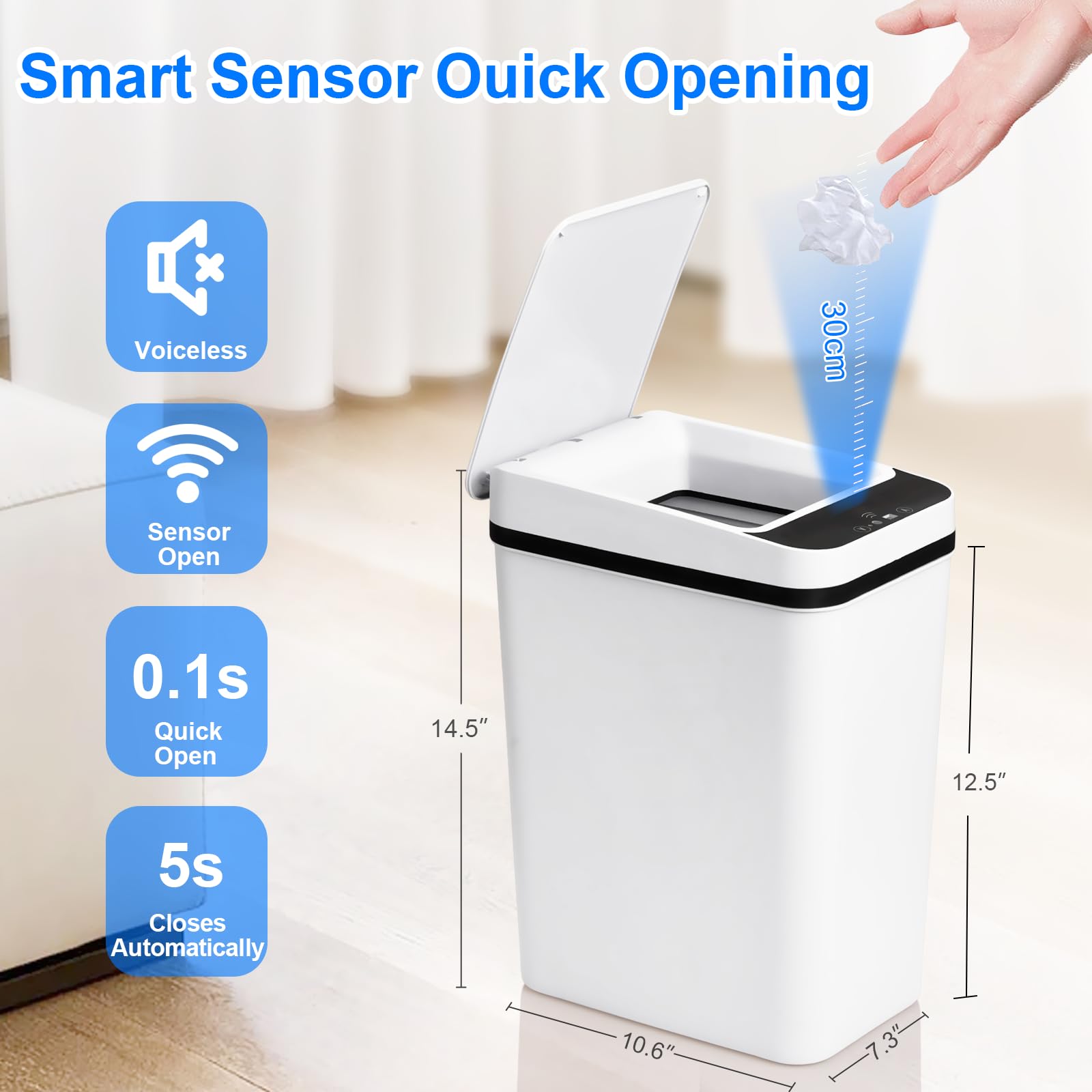 Anborry silent-close trash can operates quietly at night.
