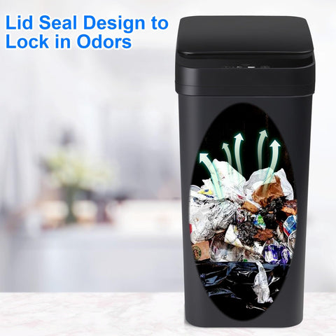 Anborry slim trash can design saves counter space in kitchen or bathroom.