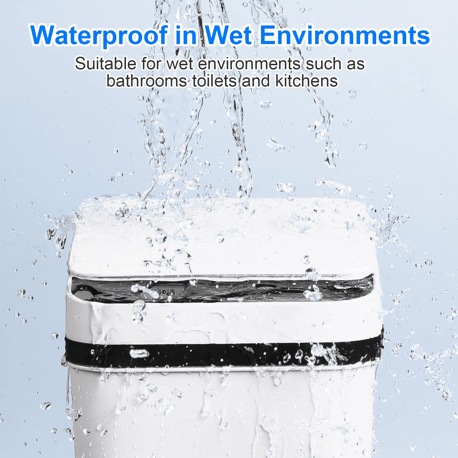 Anborry slim white bathroom bin saves space while sealing odors.