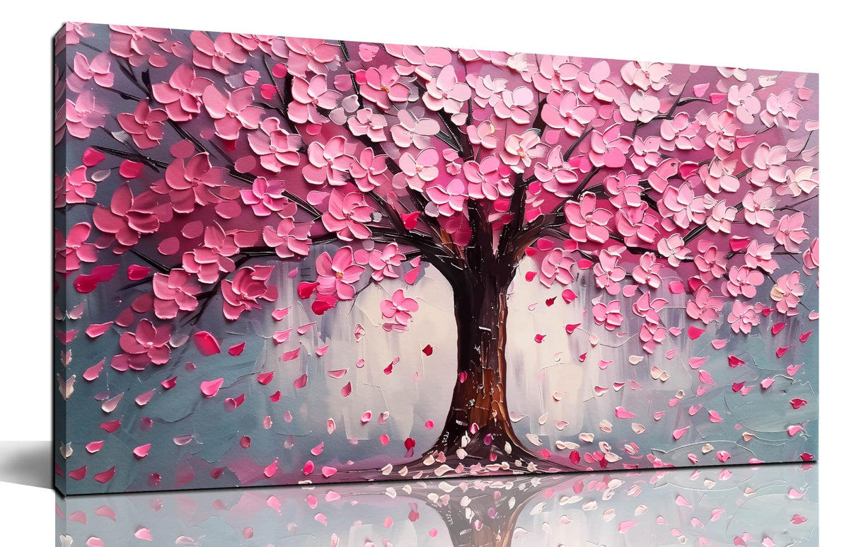 ANCXWOTER Pink Tree of Life wall art 20x40 inches, ideal living room focal point.