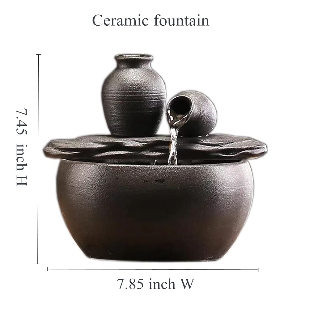 andady ceramic tabletop fountain on desk setup supports a soothing workflow
