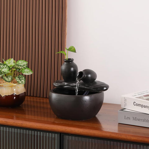 andady ceramic tabletop fountain for patio creates a relaxing outdoor vibe