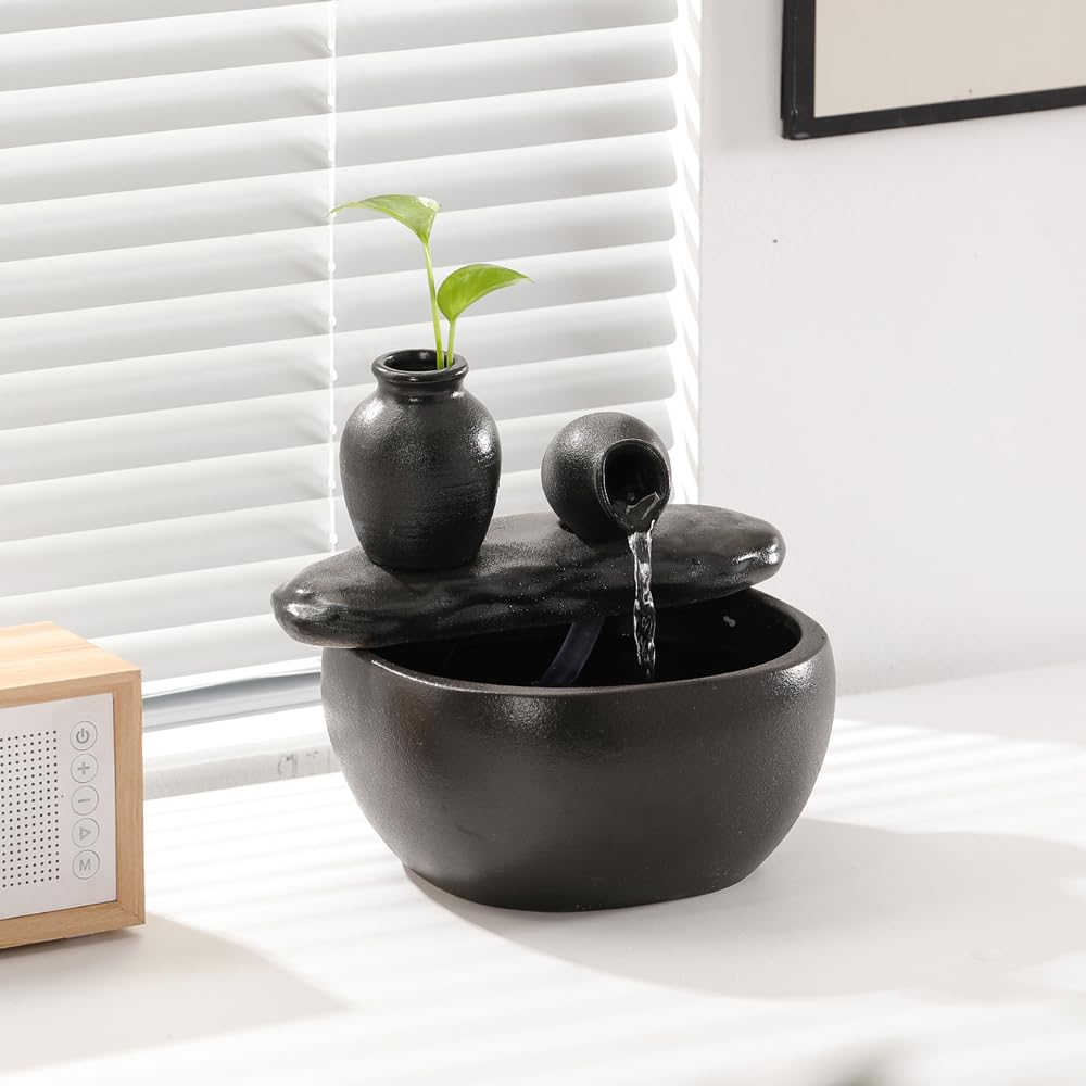 andady ceramic tabletop fountain includes pump for easy setup