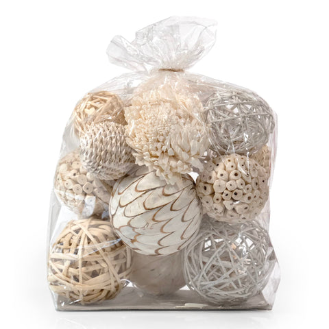 ANDALUCA decorative orbs in cream create elegant vase fillers for any setting.