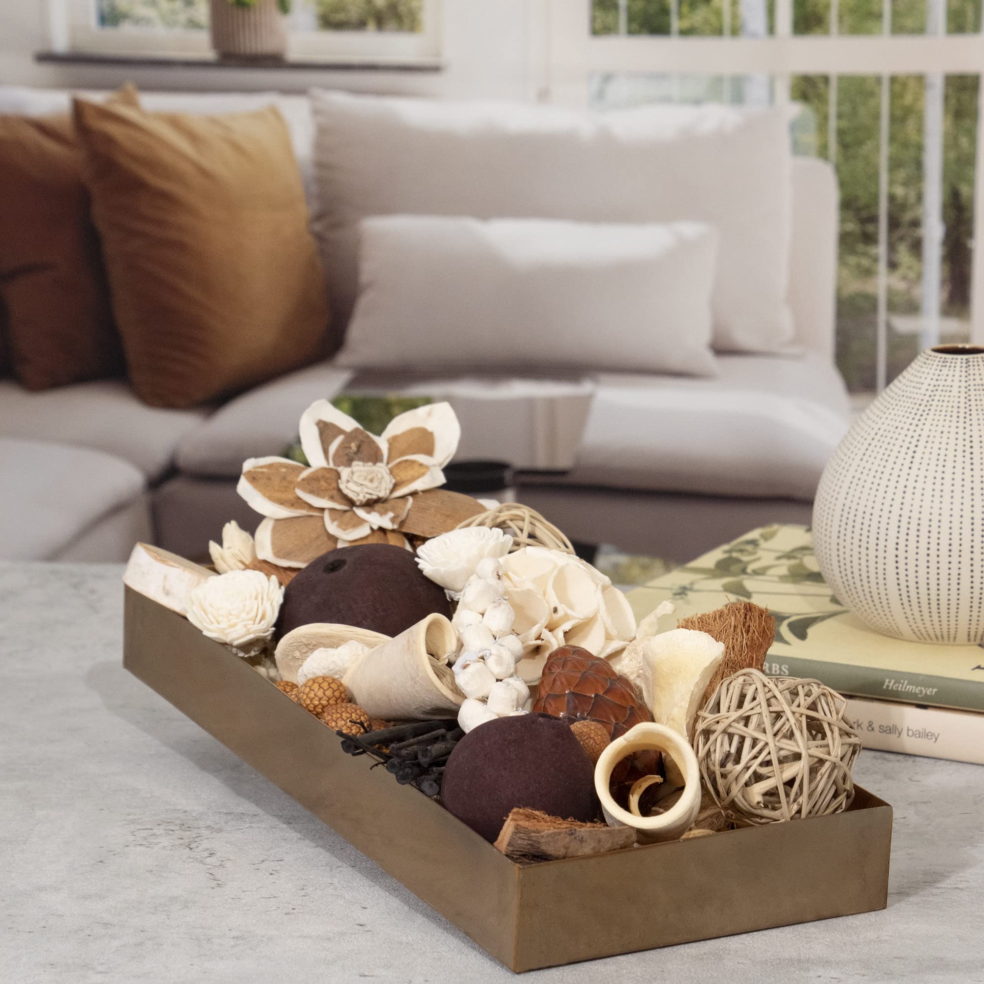 Andaluca fragrance-infused potpourri suits bowls, trays, or shelves.