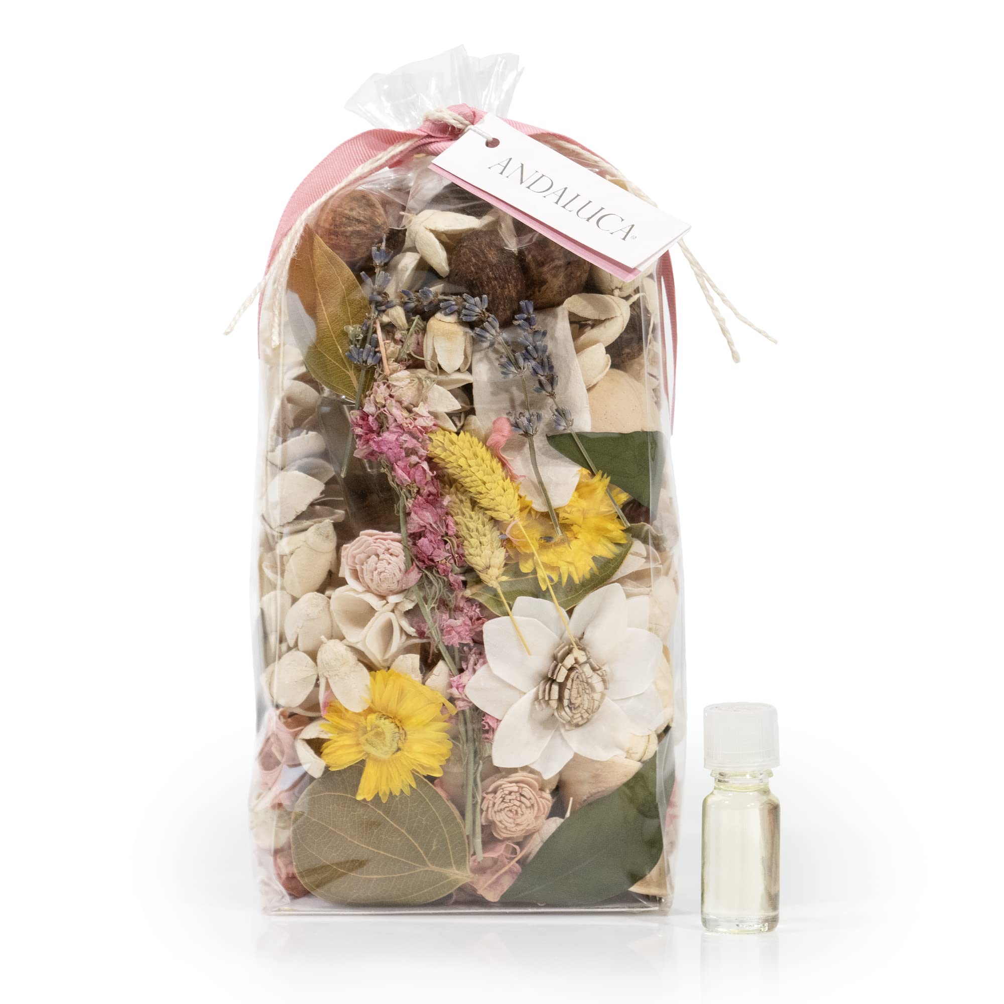 ANDALUCA pink botanicals enhance decor with a soft inviting scent.