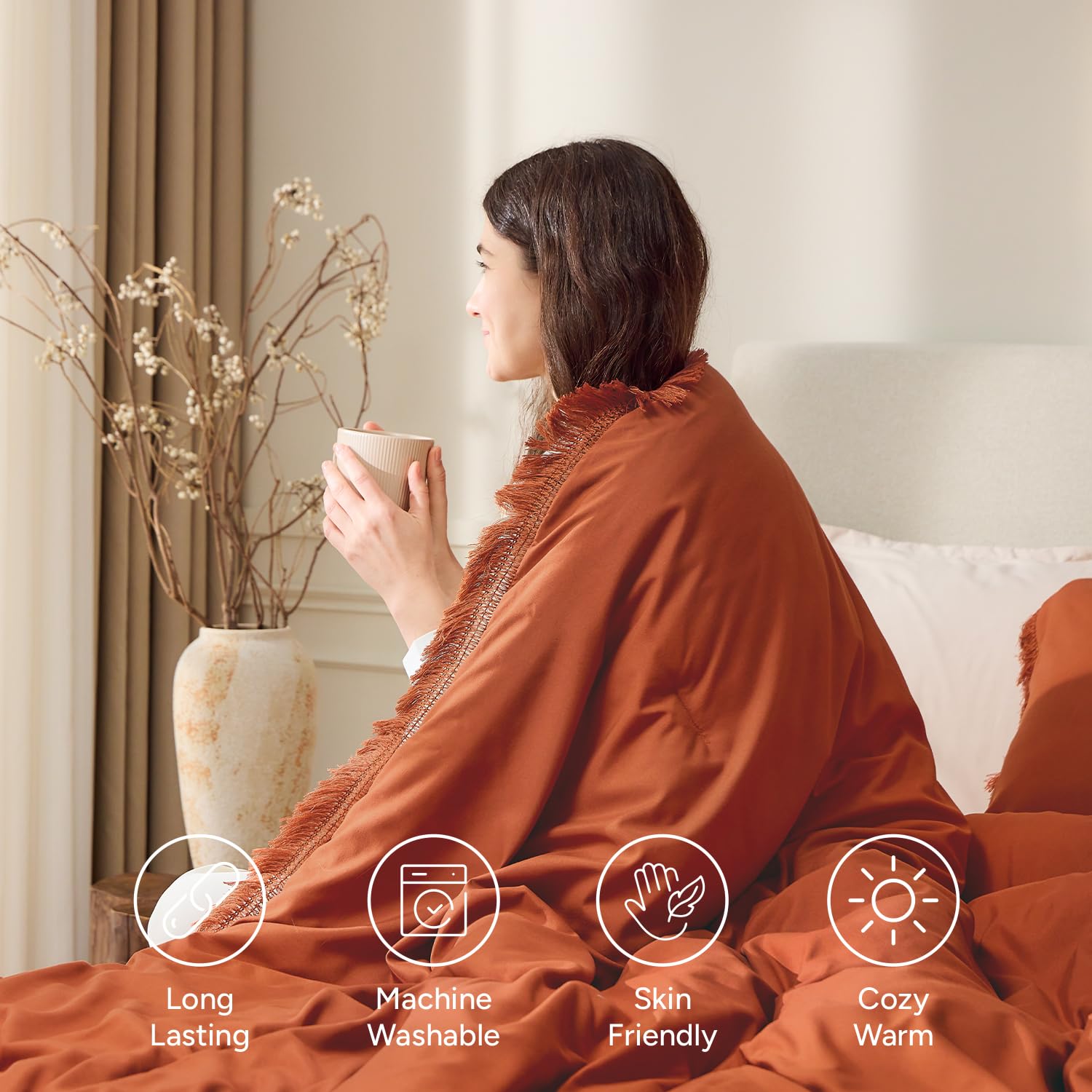 Andency 3-piece set includes comforter and tassel pillowcases
