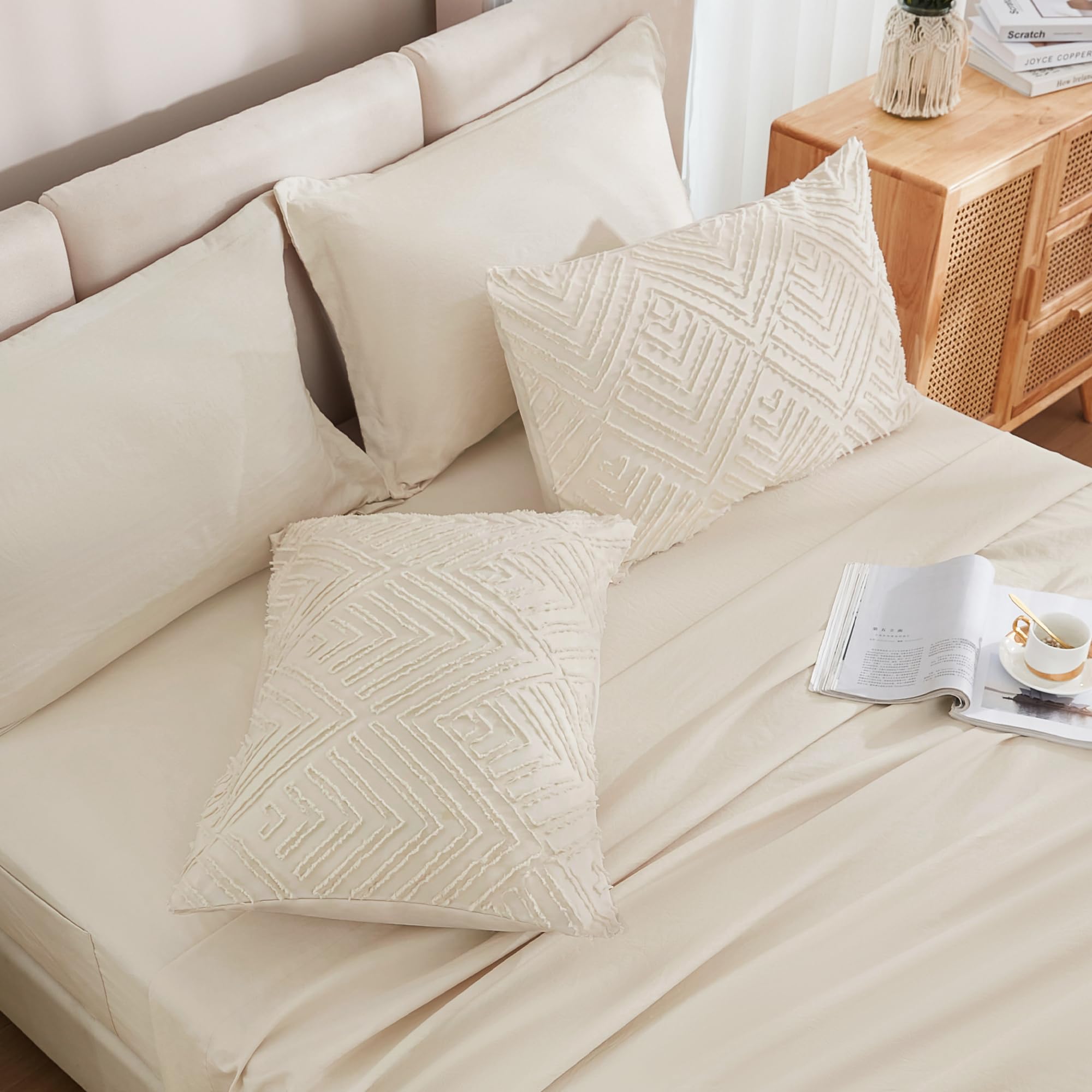 Andency bed-in-a-bag king beige flat sheet drapes smoothly for layering.