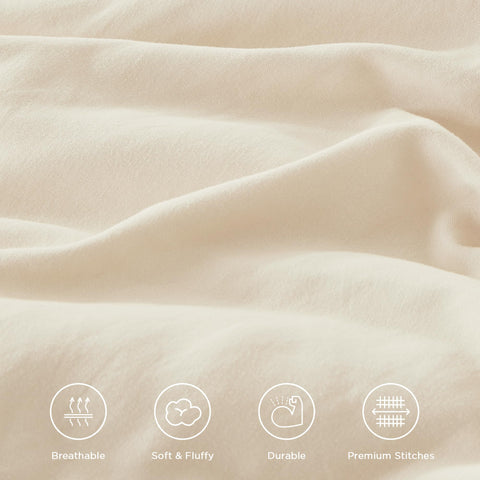 Andency Beige Queen Comforter Set soft fabric suitable for year-round use.