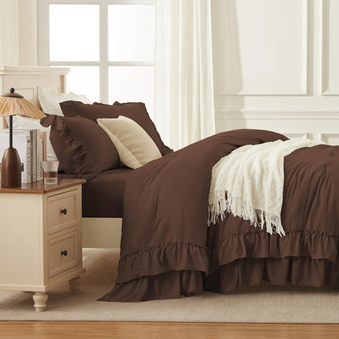 Andency brown queen comforter vacuum-pack packaging ready for delivery.