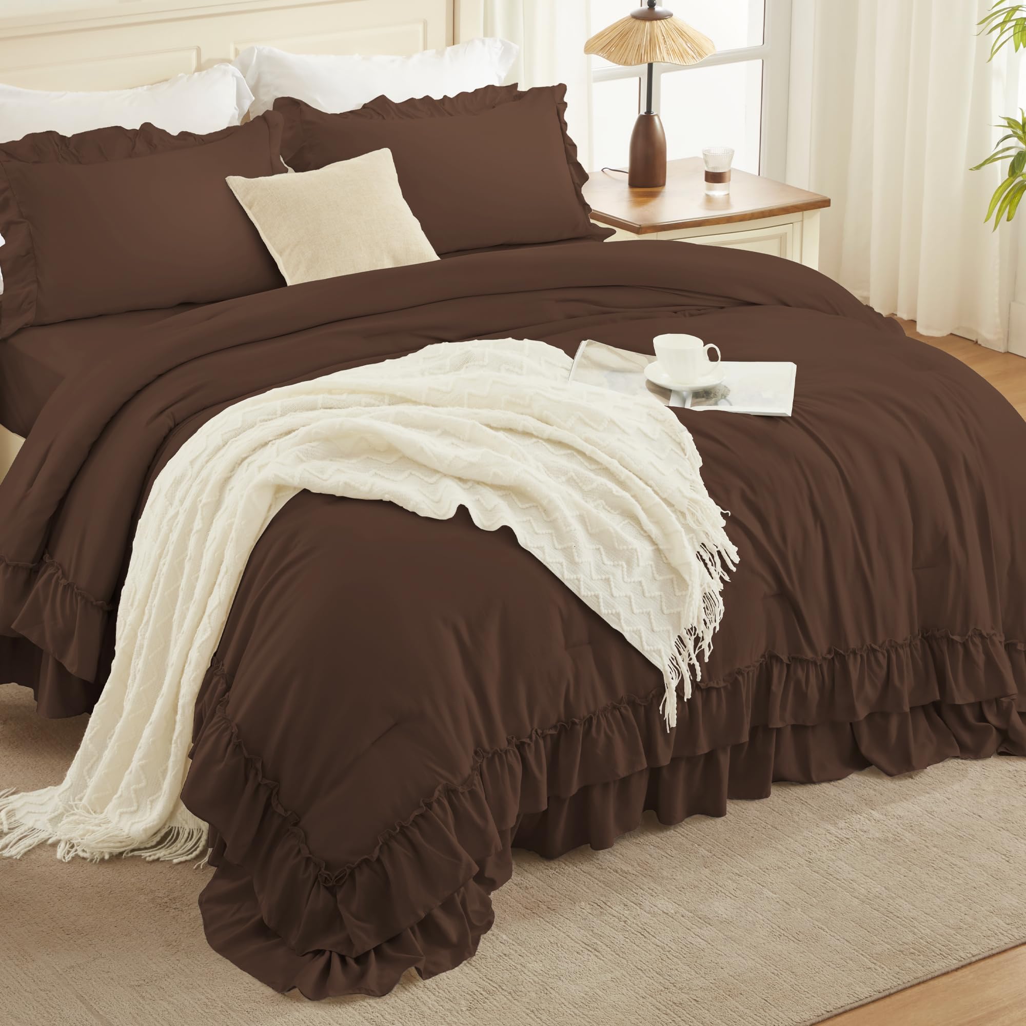 Andency brown queen pillowcases soft-contrast pair completes the set.