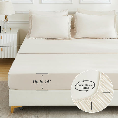 Andency flat sheet beige texture highlights soothing neutral tone for versatile bed styling