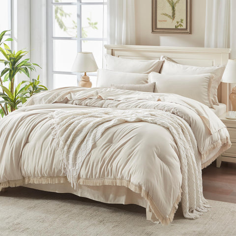 Andency king-size comforter set tassel edges add elegant boho detail for a stylish bedroom