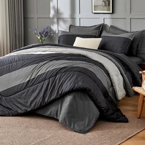 Andency king-size comforter striped stitch detail shows durable construction