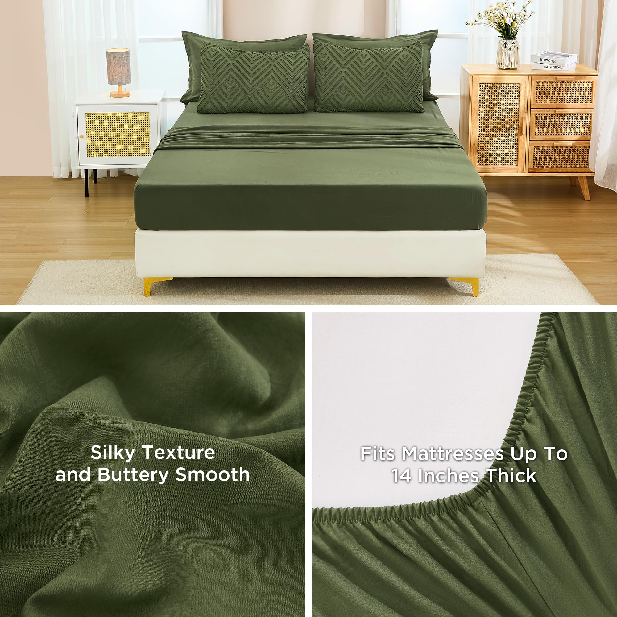 Andency king-size fitted sheet with 14-inch pocket fits mattresses securely