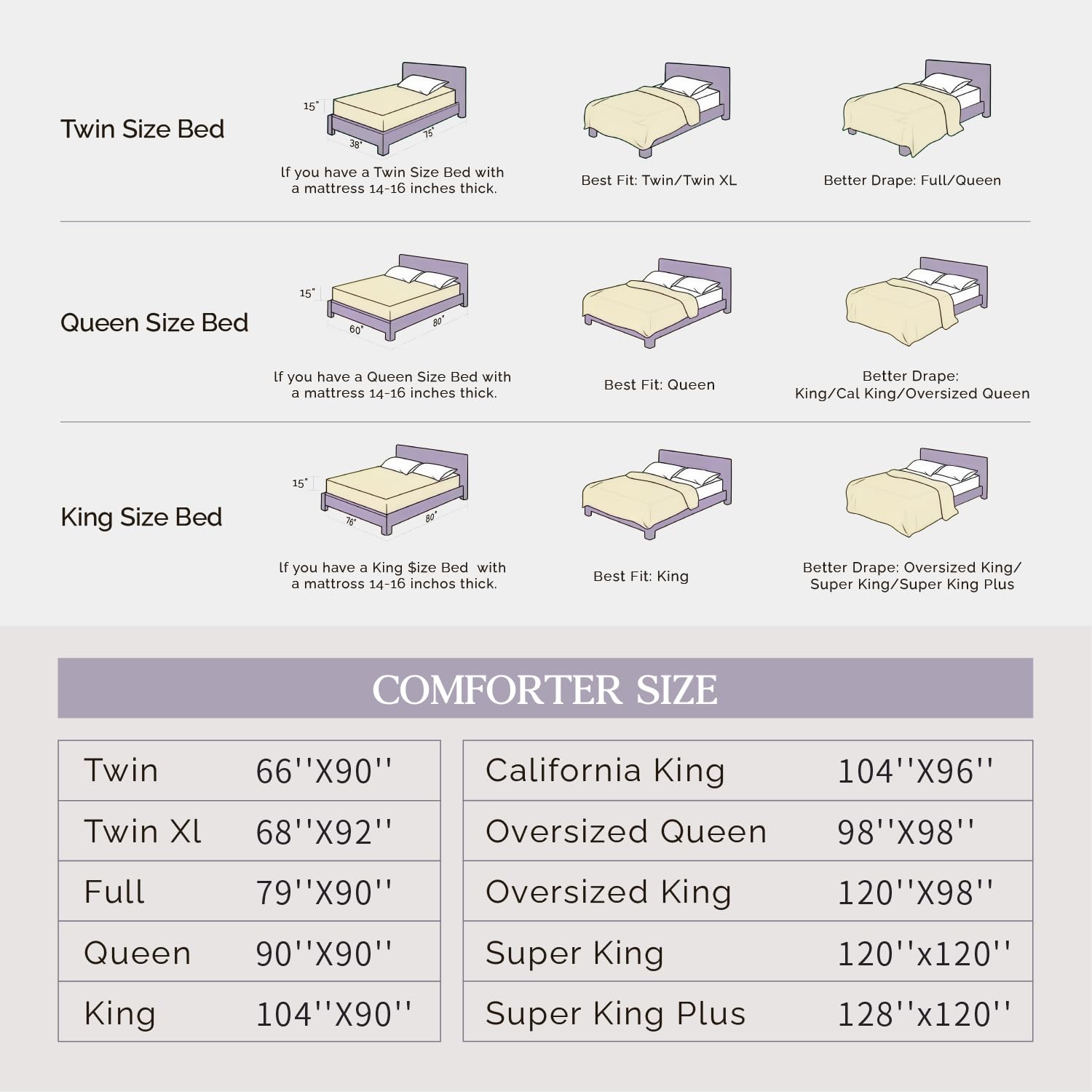 Machine-washable care instructions for Andency comforter set.