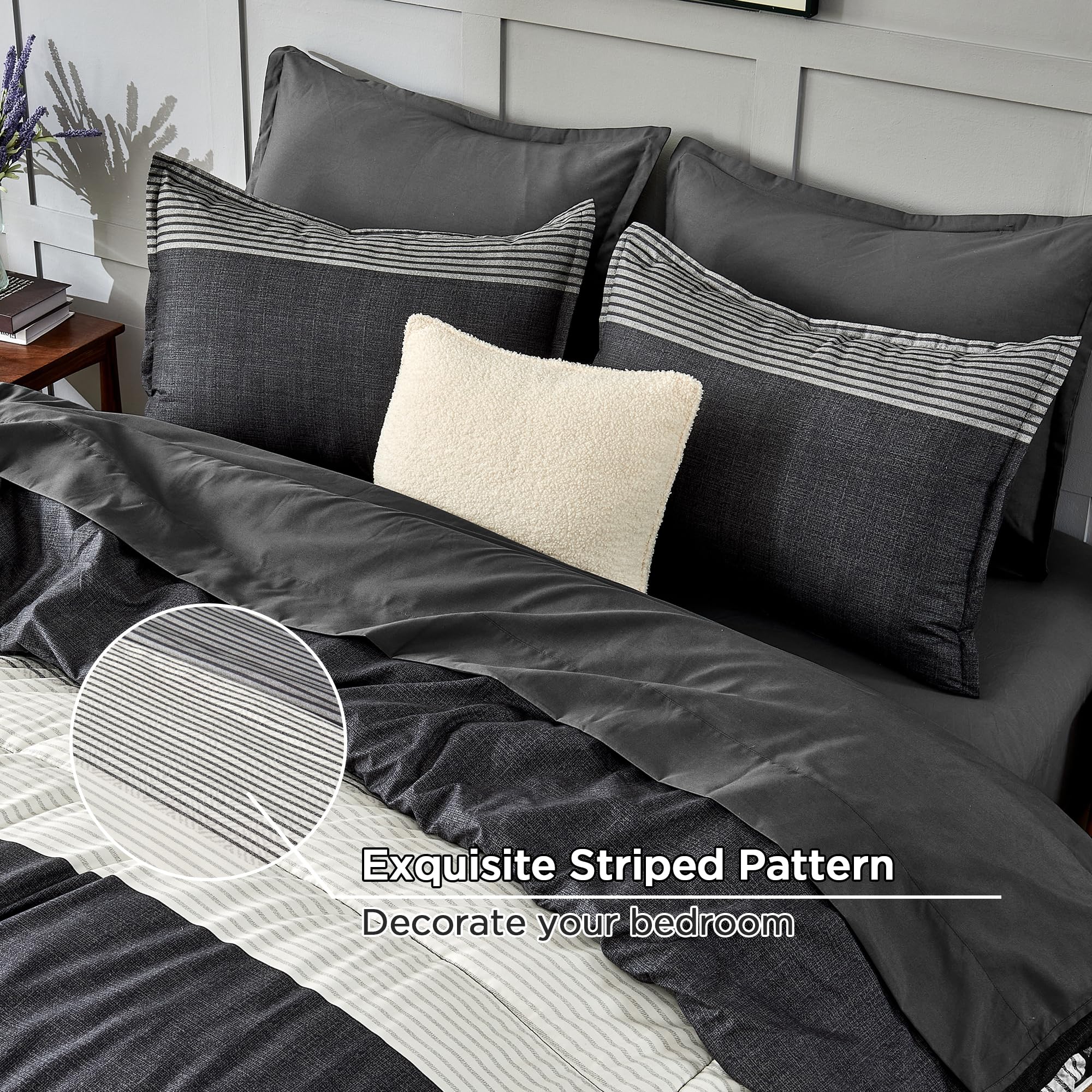 Andency Queen Comforter Set fitted sheet edge demonstrates secure fit