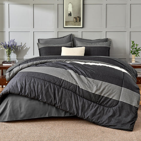 Andency Queen Comforter Set flat sheet drape with clean lines