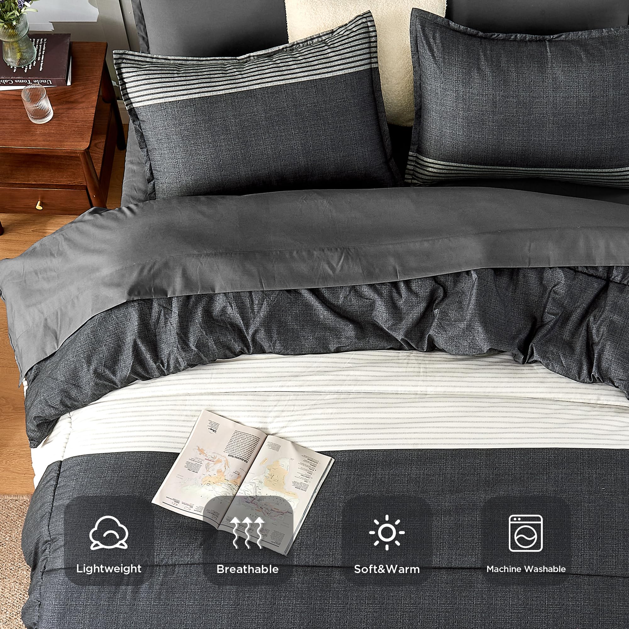 Andency Queen Comforter Set pillowcases add smooth, easy-care bedding