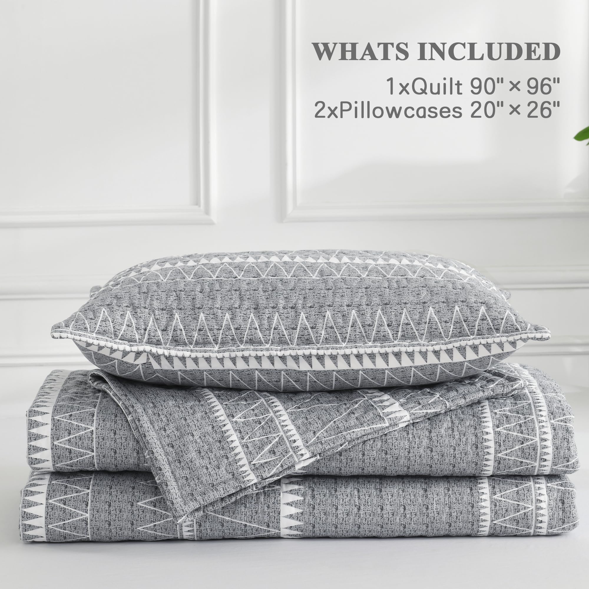 Andency bed set coordinates with gray tones for versatile styling.
